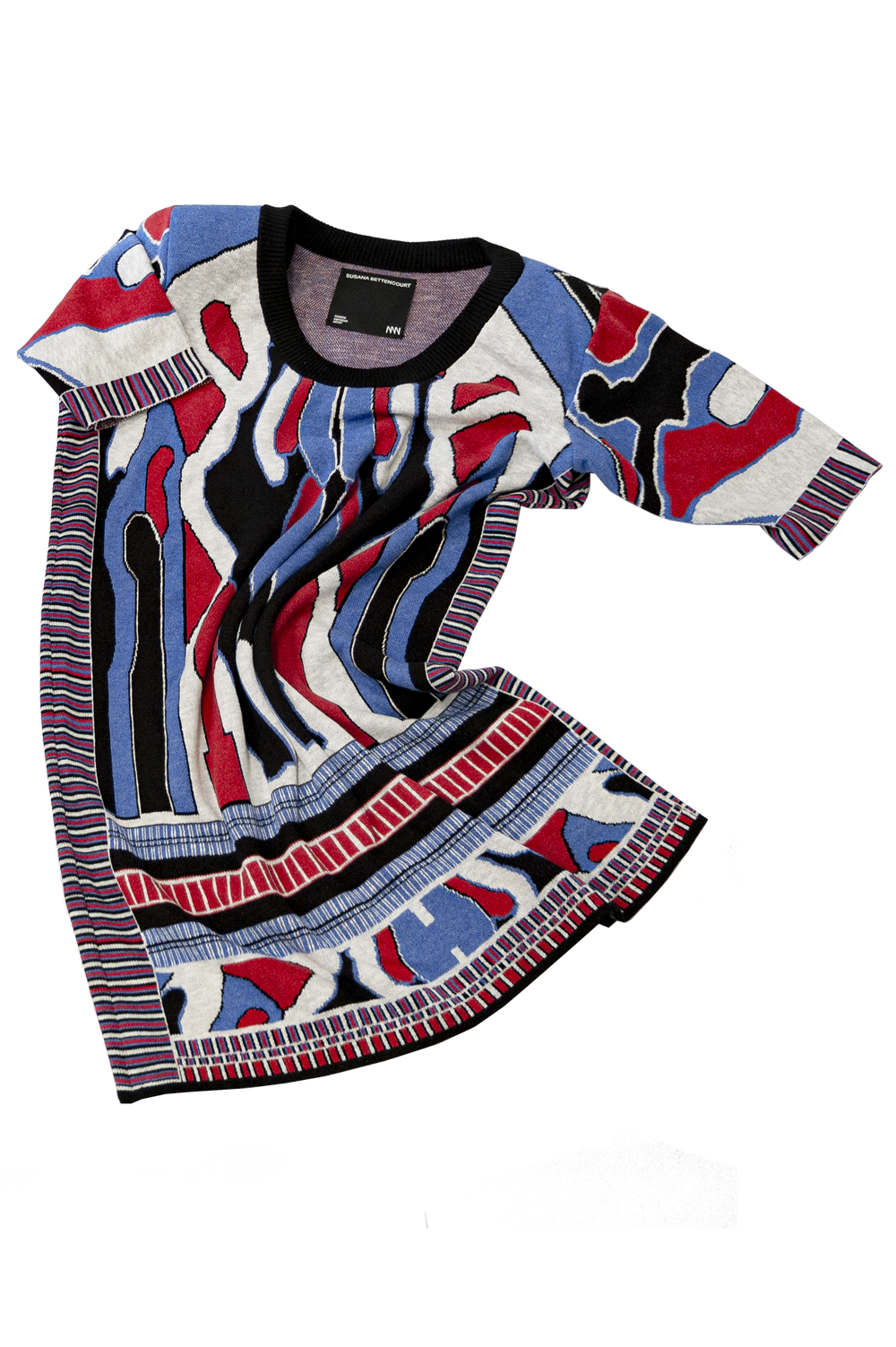 Knitwear Jacquard Dress with wide round neckline image 2