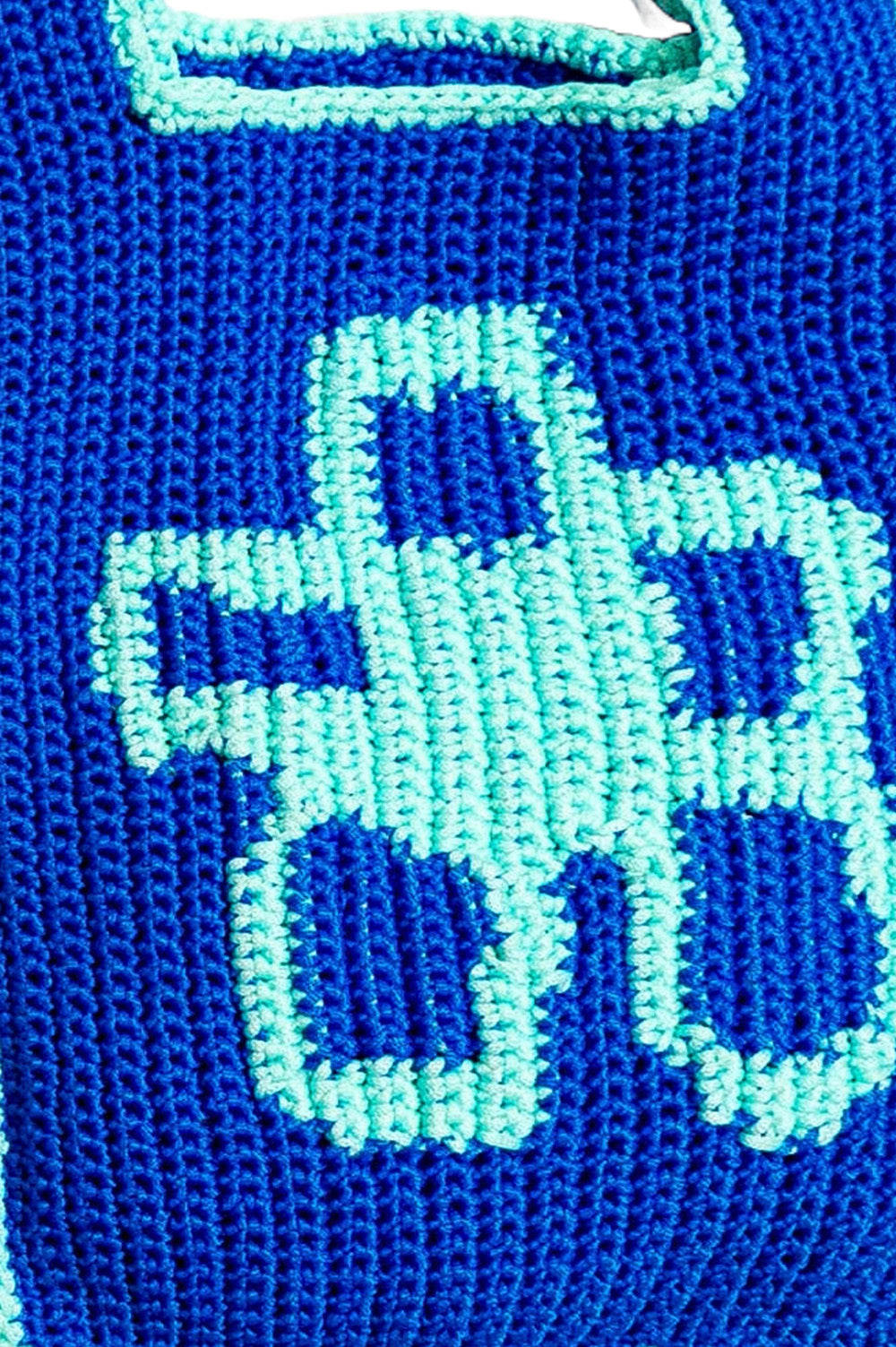 retangular blue flower crochet bag image 1