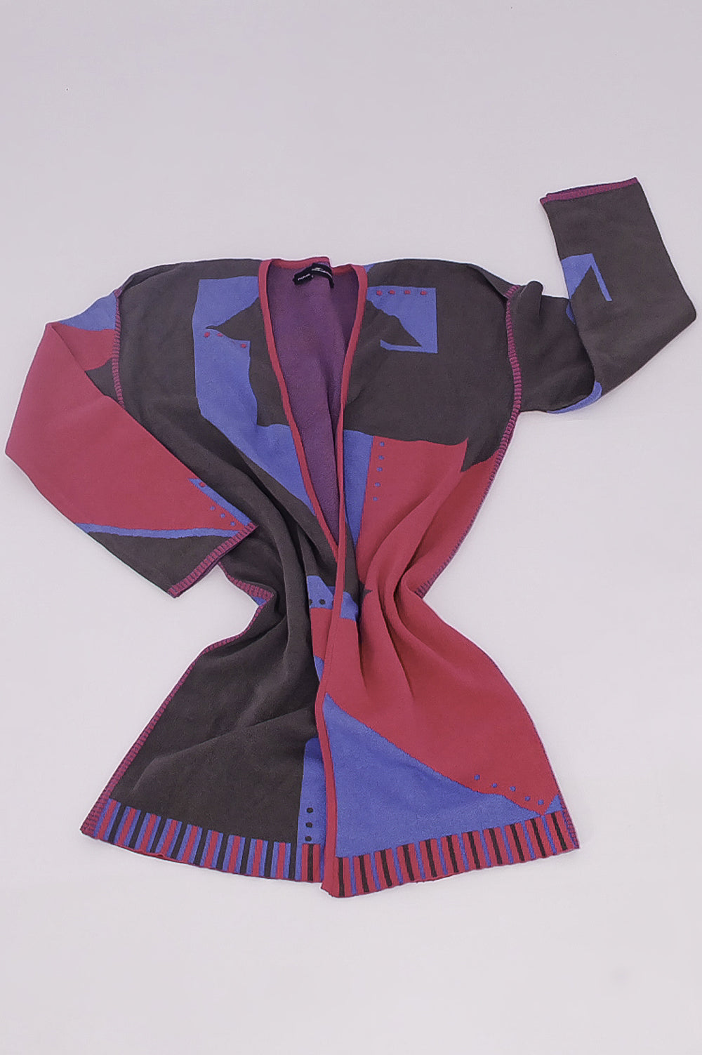 Knitwear Jacquard KIMONO in pink, blue and grey with long sleeves image 2