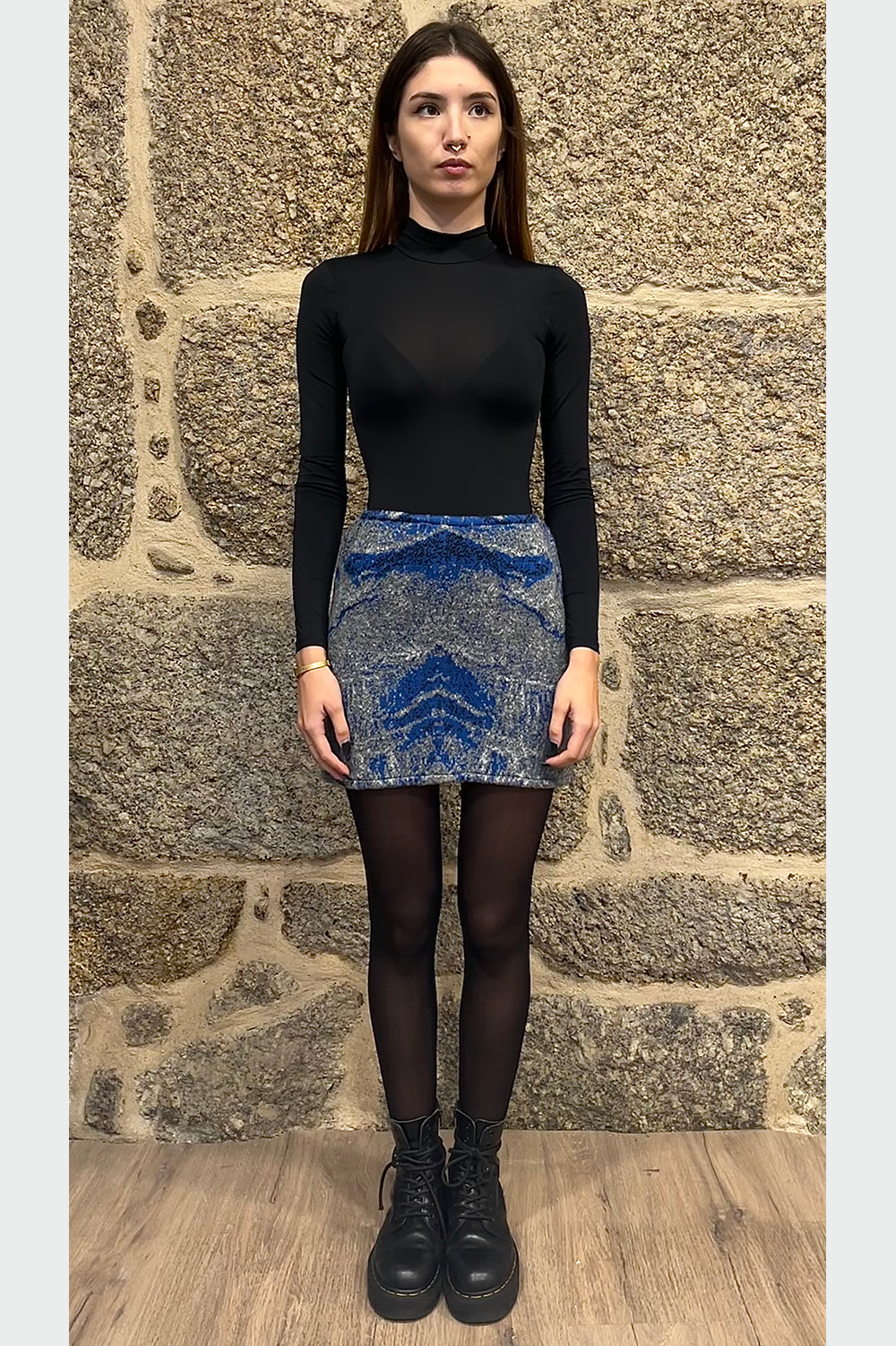 Jacquard knit short skirt image 2