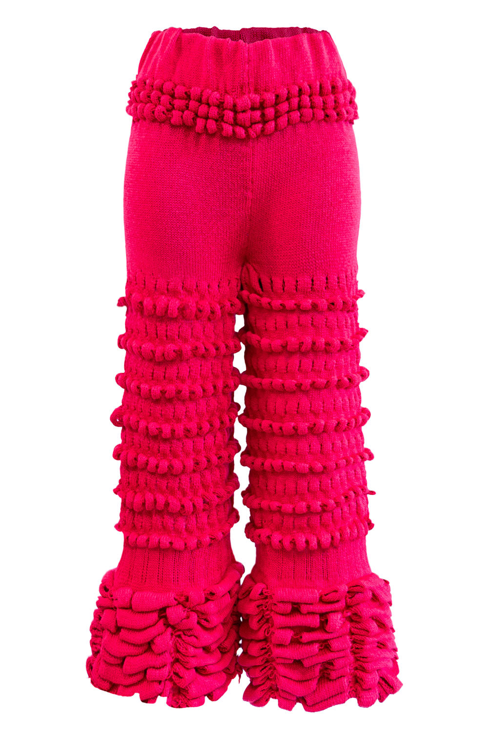 PINK HANDMADE KNIT TROUSERS WITH DIFFERENT STITCHES image 2