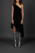KNITWEAR JACQUARD ASYMMETRICAL ONE-STRAP DRESS IN BLACK image 0