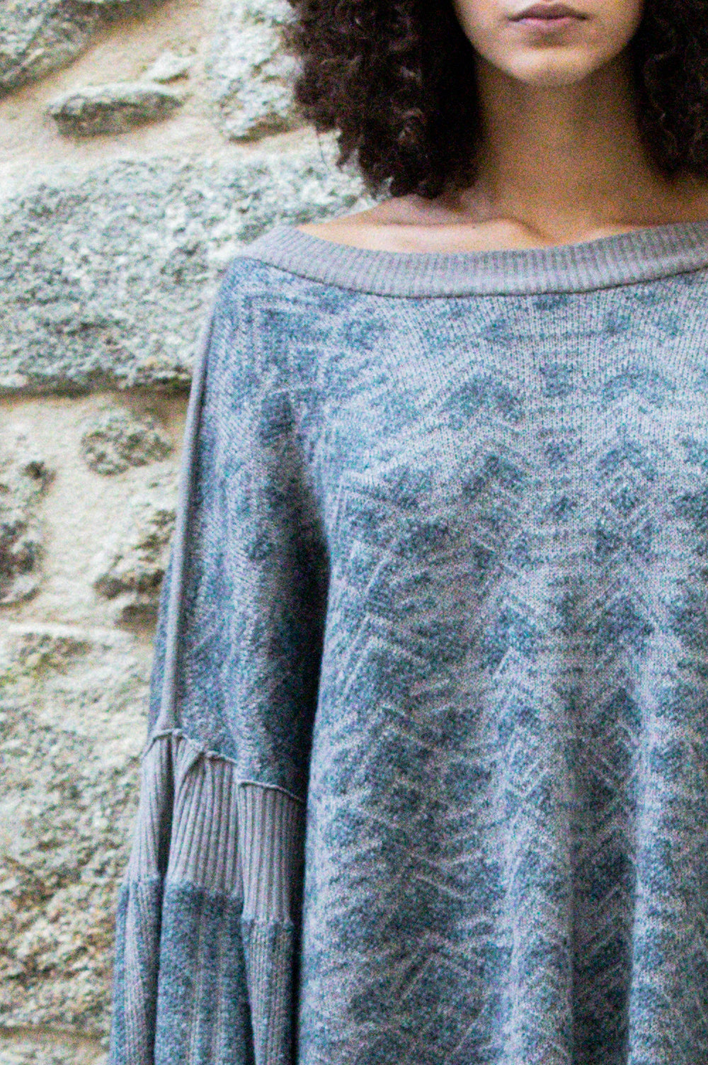 KNITWEAR JACQUARD LONG DRESS IN GREY AND BEIGE image 1