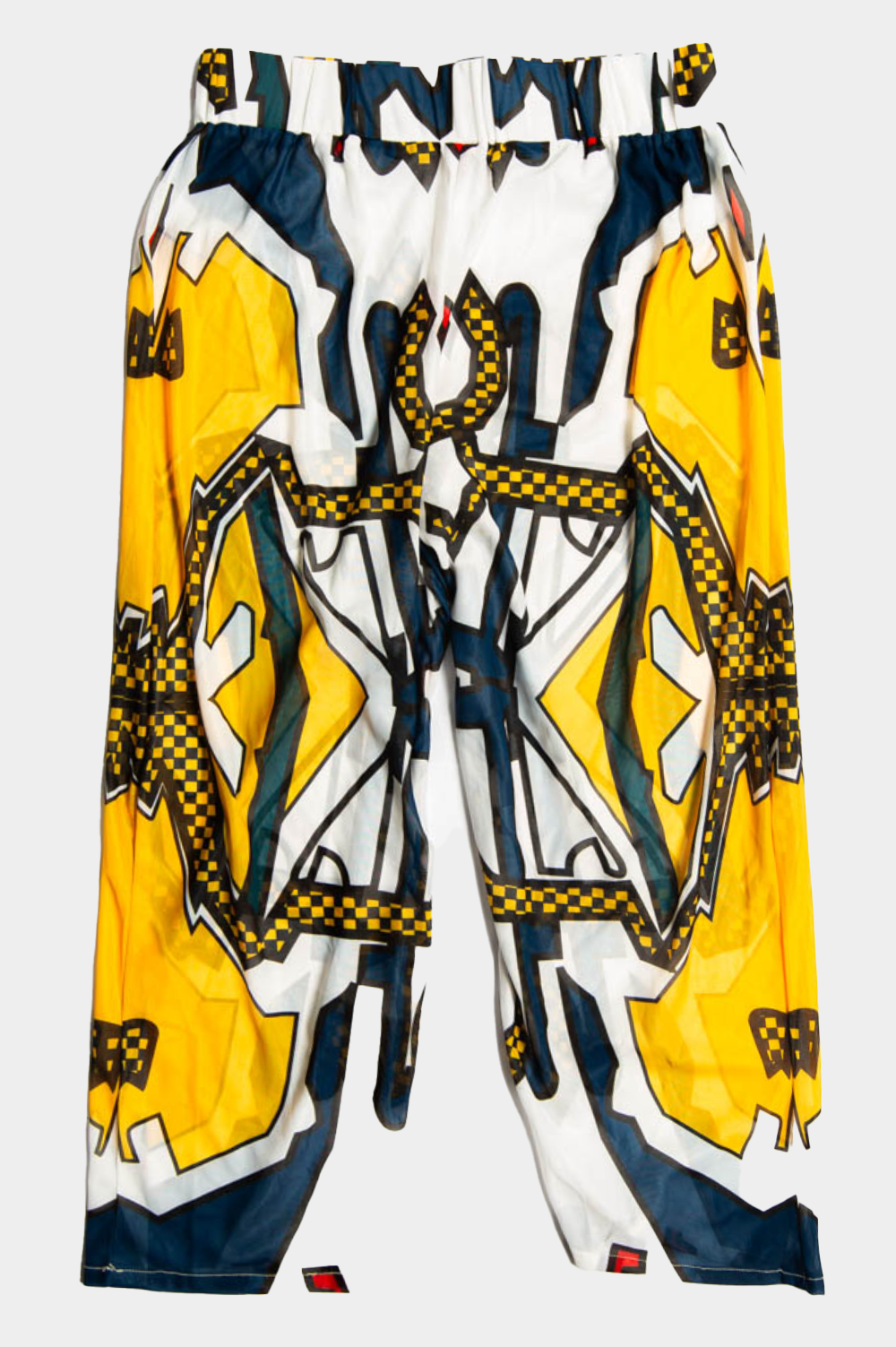 transparent trousers with vintage pattern and elastic waist image 0