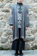 KNITWEAR JACQUARD KIMONO IN GREY AND BEIGE WITH LONG SLEEVES image 0