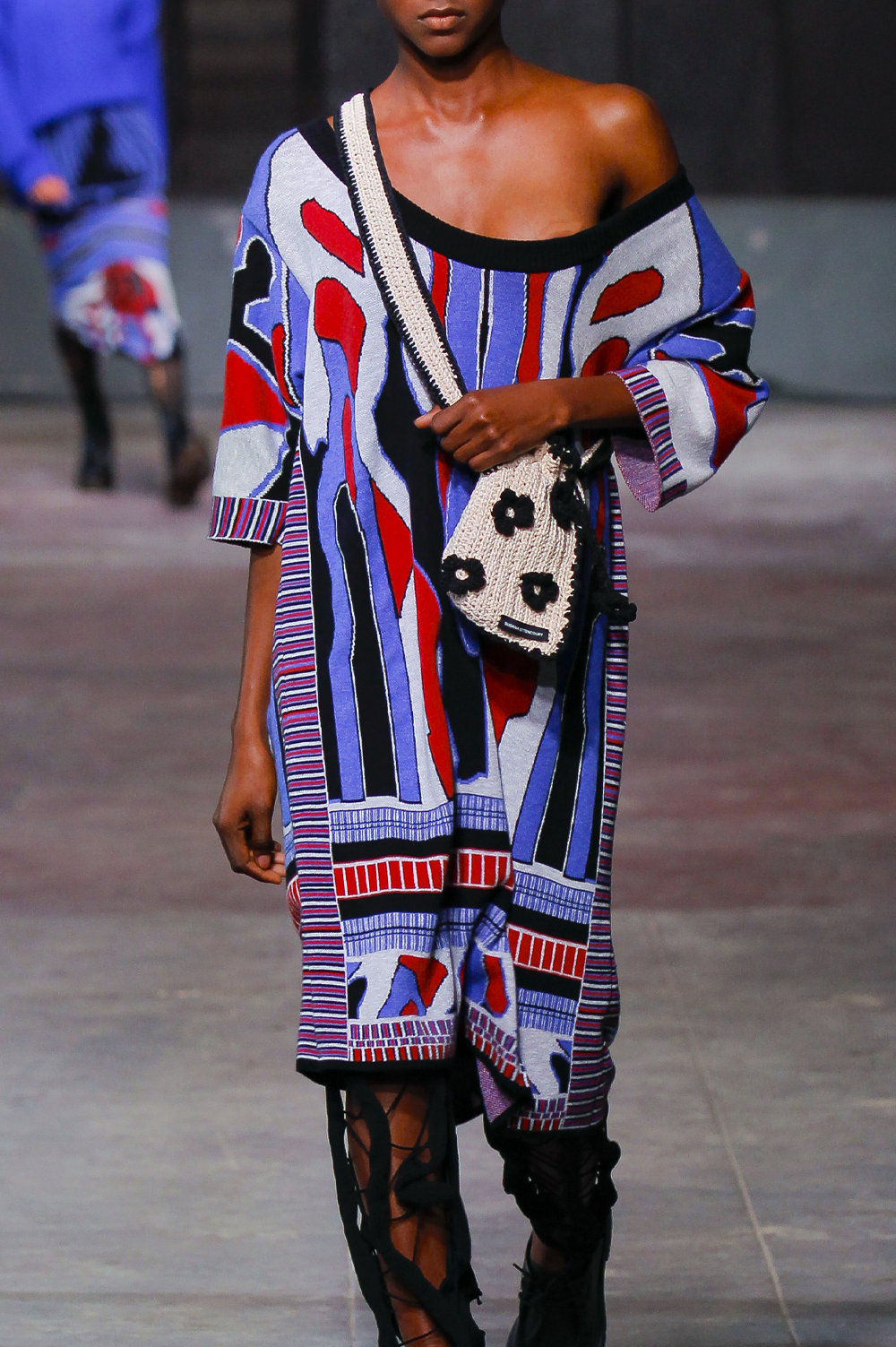 Knitwear Jacquard Dress with wide round neckline image 0