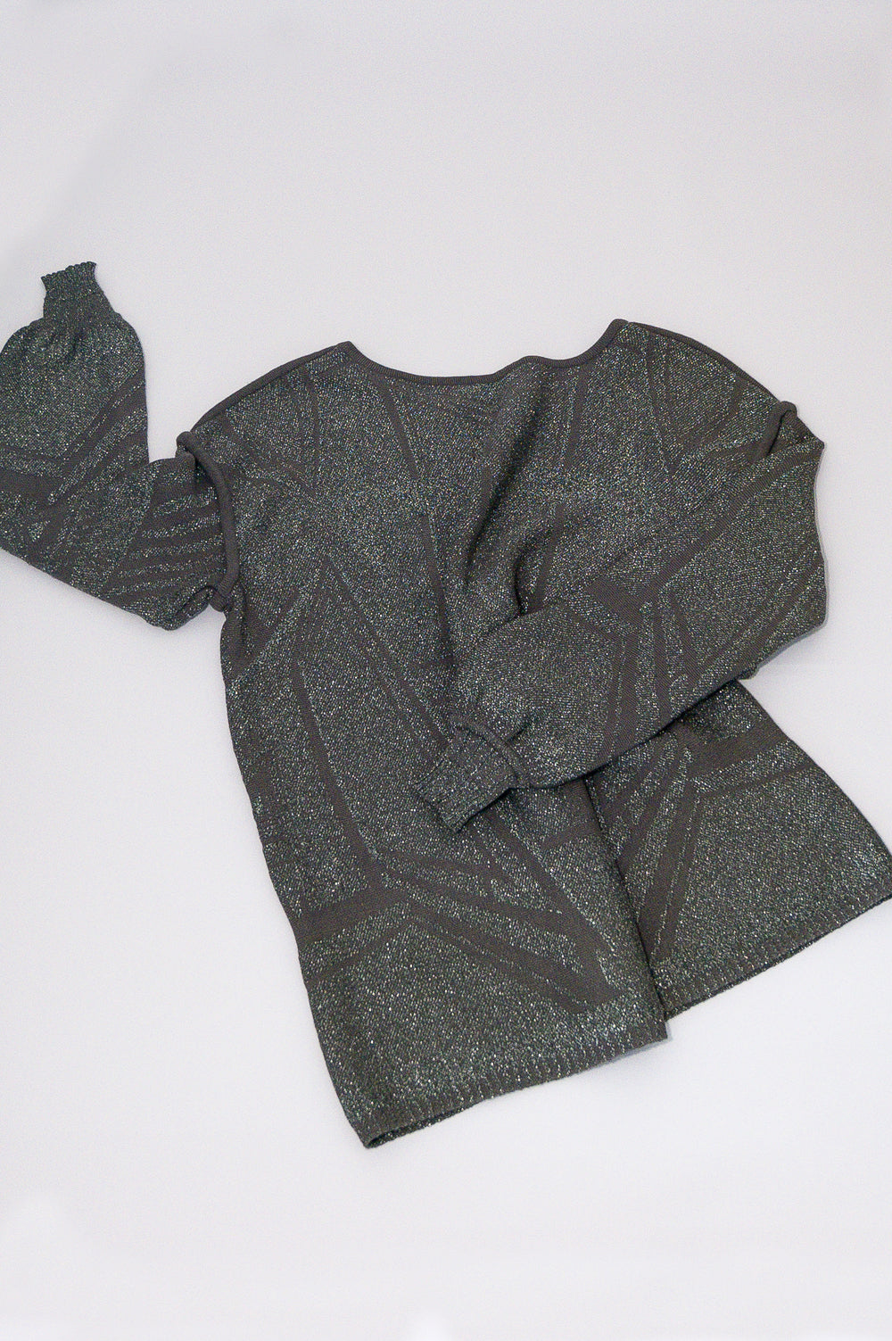Knitwear Jacquard puff sleeve KIMONO in shiny grey image 3