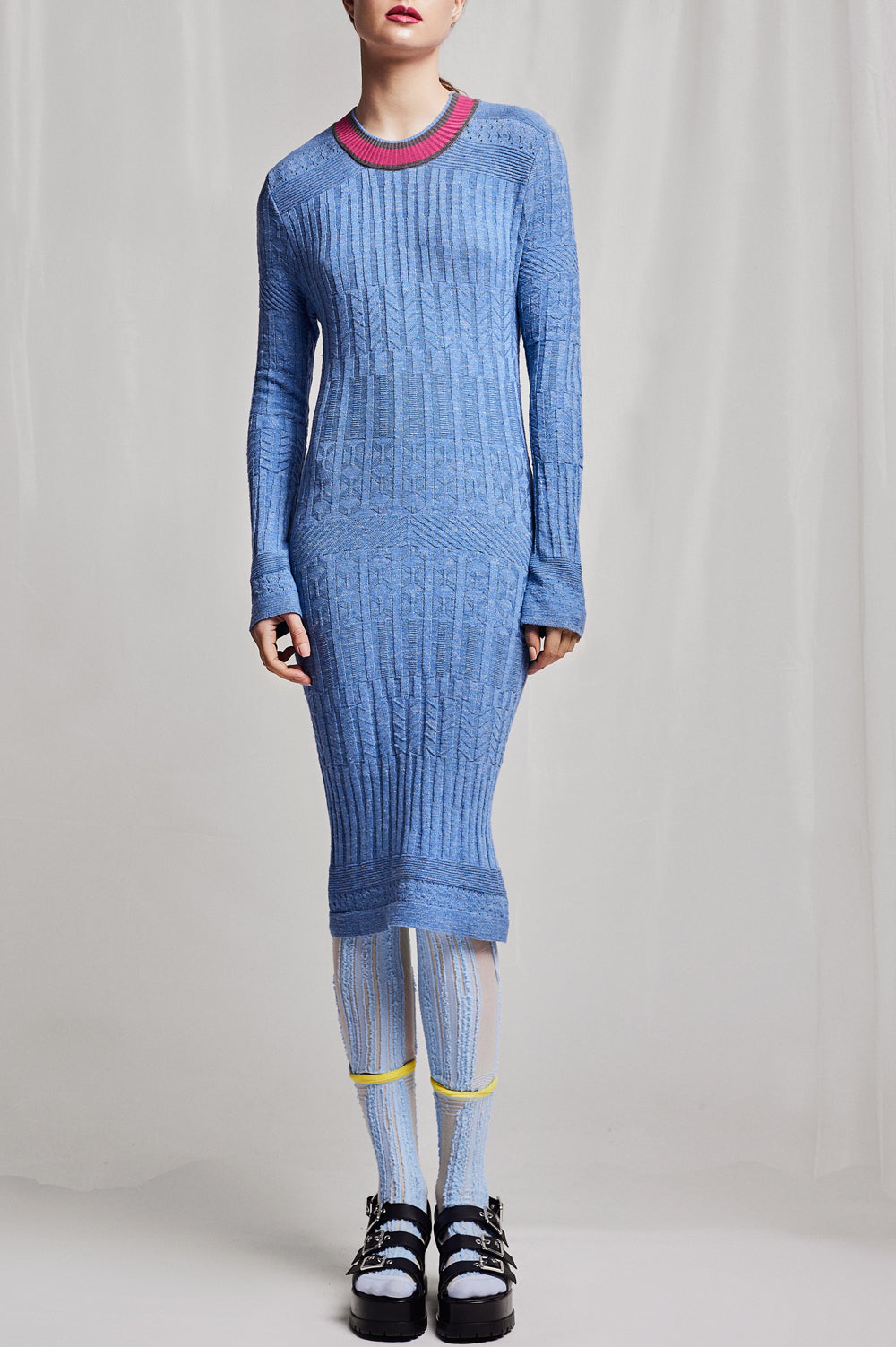 KNITWEAR STRUCTURAL STITCHES DRESS IN BLUE image 0