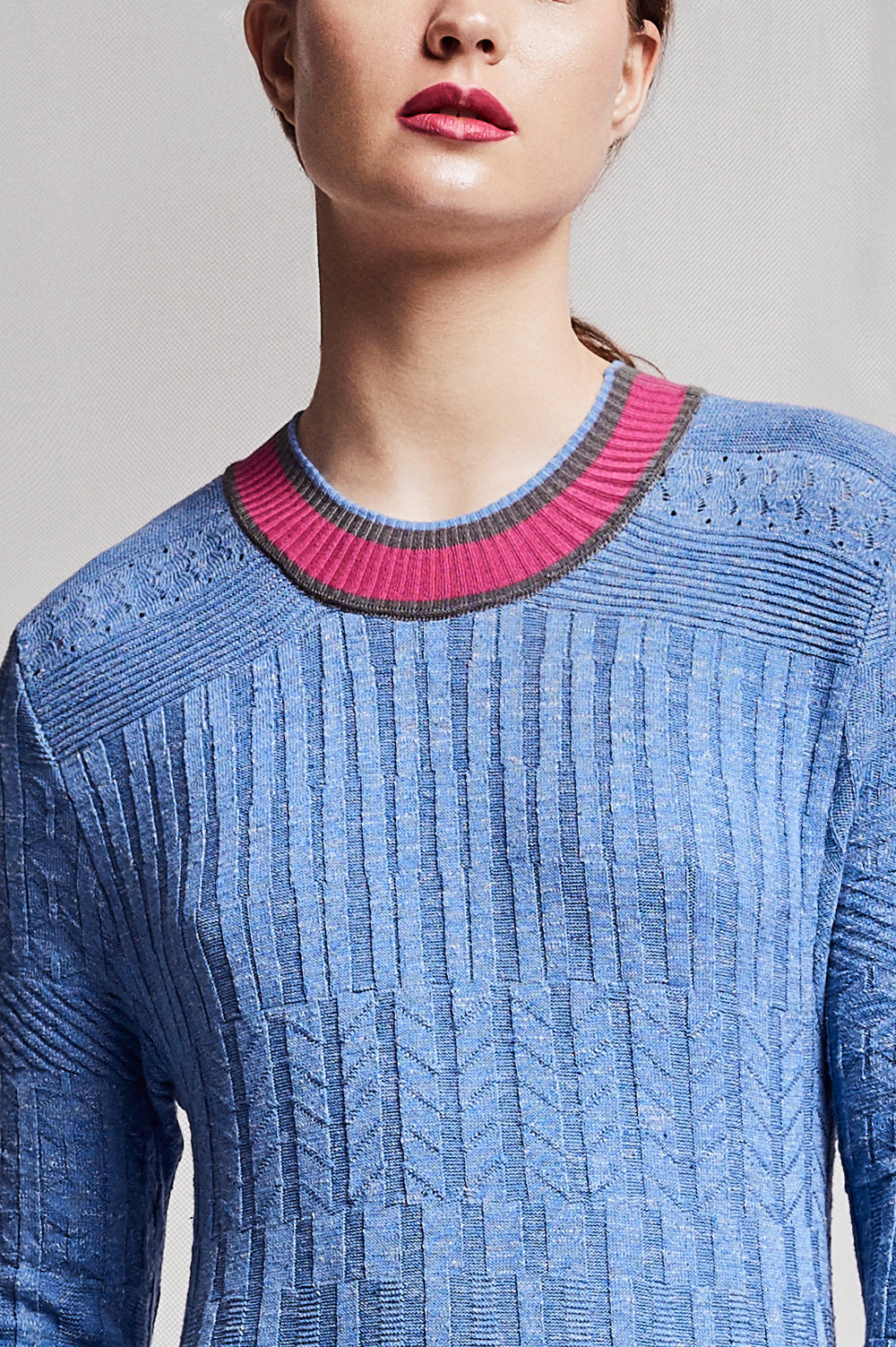 KNITWEAR STRUCTURAL STITCHES DRESS IN BLUE image 1