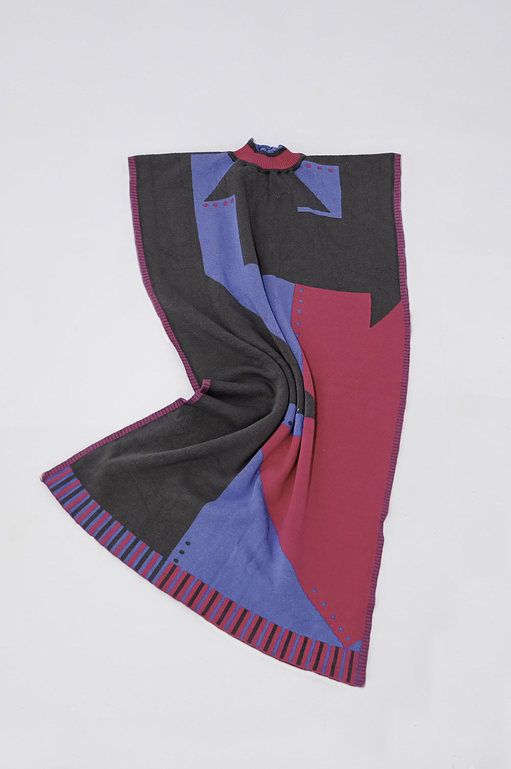 Jacquard Knitwear Poncho In Pink, Blue And Grey image 2