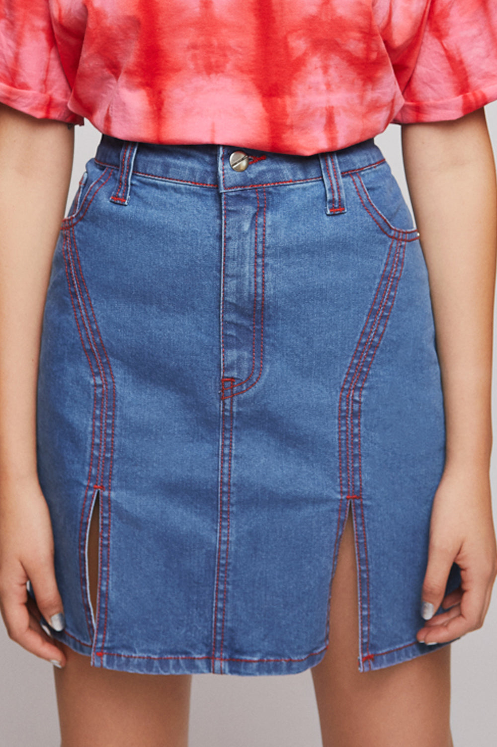 BLUE DENIM SHORT SKIRT image 0