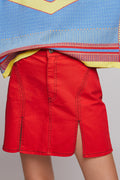 RED DENIM SHORT SKIRT image 0