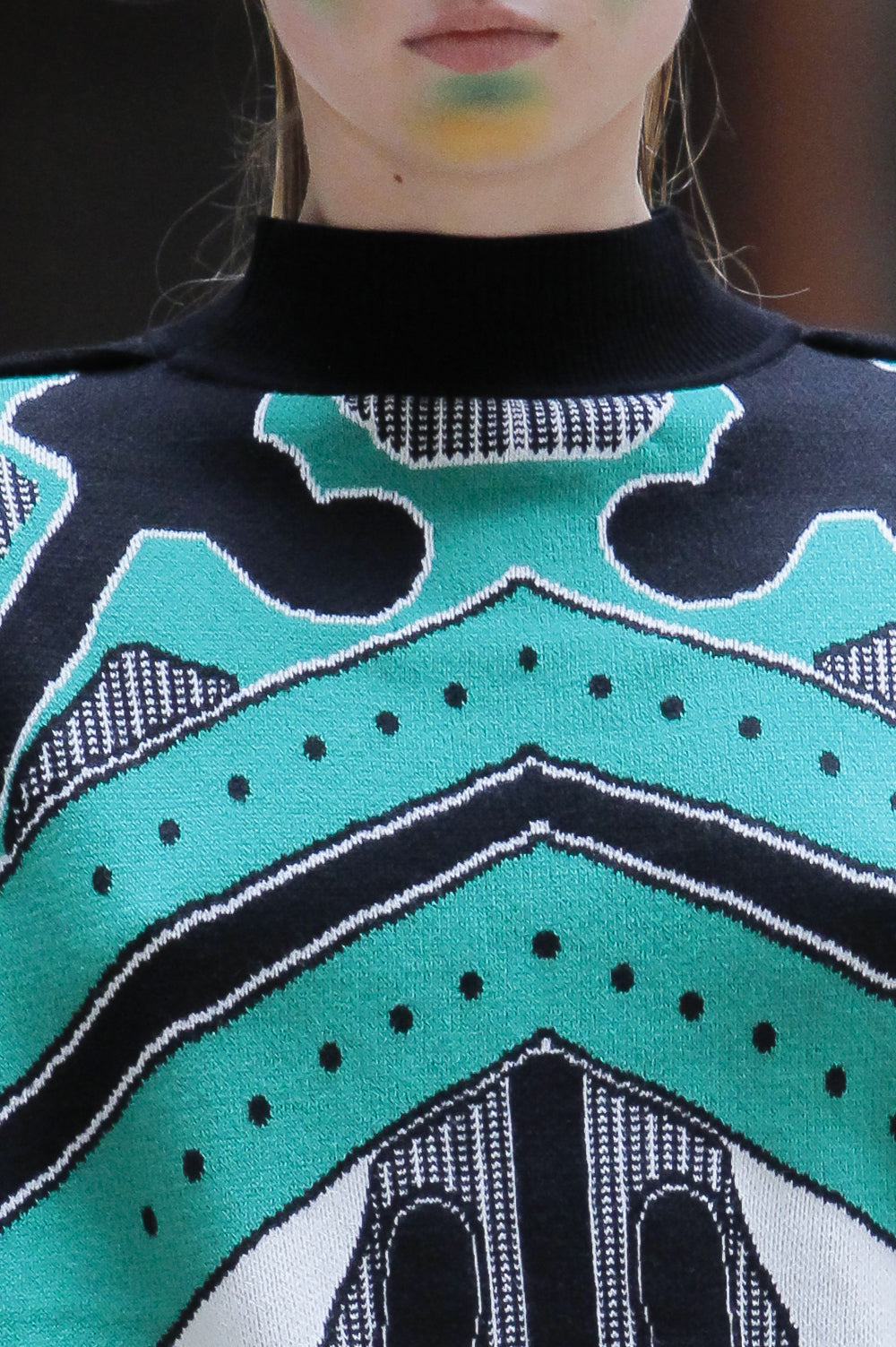 KNITWEAR JACQUARD GREEN SWEATER WITH FITTED RIB image 3