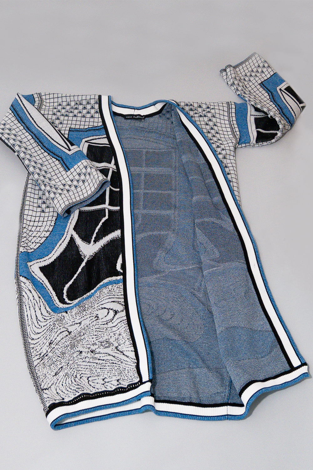 KNITWEAR JACQUARD LONG KIMONO WITH GEOMETRIC PATTERN image 0