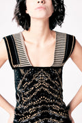 JACQUARD TOP WITH STONES EMBROIDEY DETAIL image 0