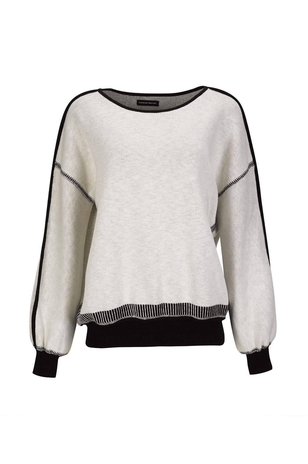 KNITWEAR JACQUARD SWEATER IN WHITE WITH SEMI-BALLOON SLEEVES image 2