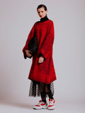 OVERSIZED RED KNITWEAR JACQUARD DRESS in 2 tones of red image 0