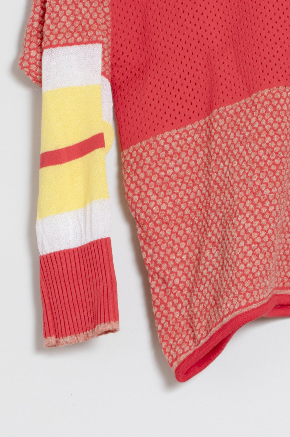 KNITWEAR JACQUARD SWEATER IN RED AND YELLOW WITH STRIPES image 1