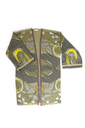 KNITWEAR JACQUARD KIMONO IN WHITE, GREY AND YELLOW image 0