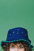 CROCHET HAT WITH STONES IN BLUE image 0