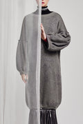 KNITWEAR JACQUARD LONG DRESS IN GREY image 0