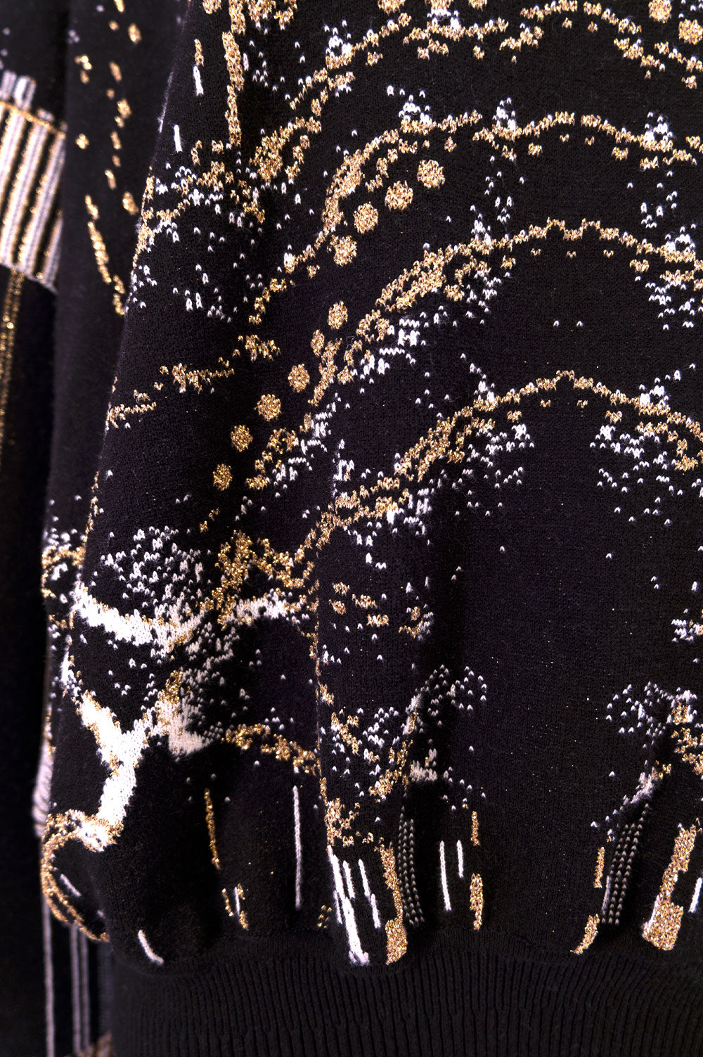 SKINNY GOLD AND BLACK JACQUARD SWEATER WITH NECK CUT-OUT image 2