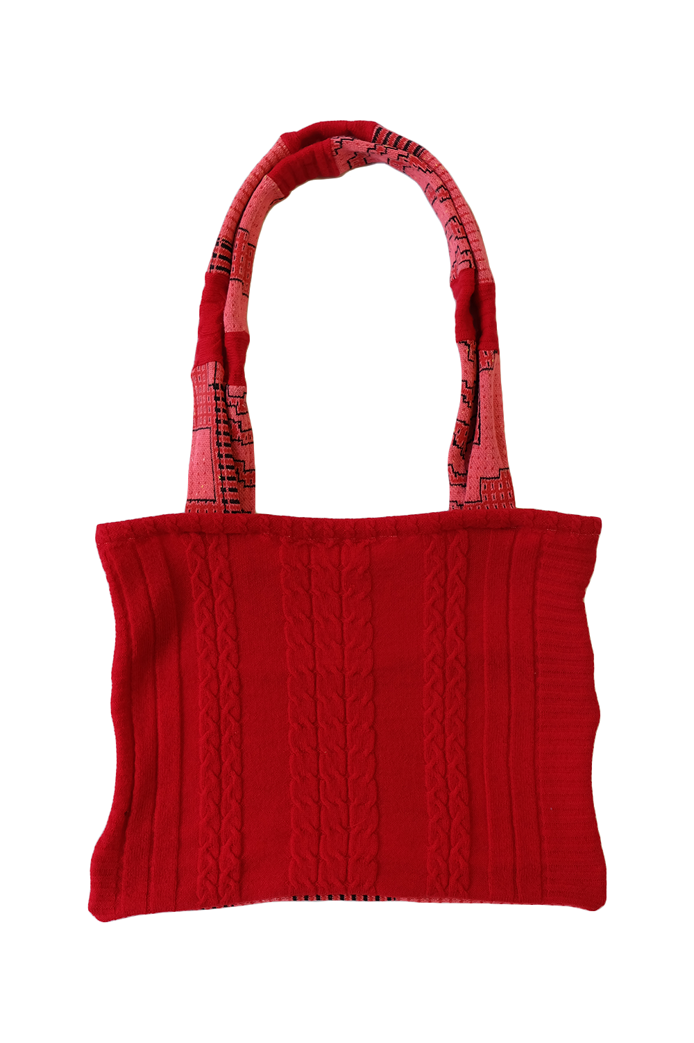 Pink and Red Jacquard Patchwork Tote Bag image 1