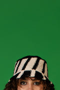 CROCHET HAT WITH BLACK AND BEJE STRIPES image 0