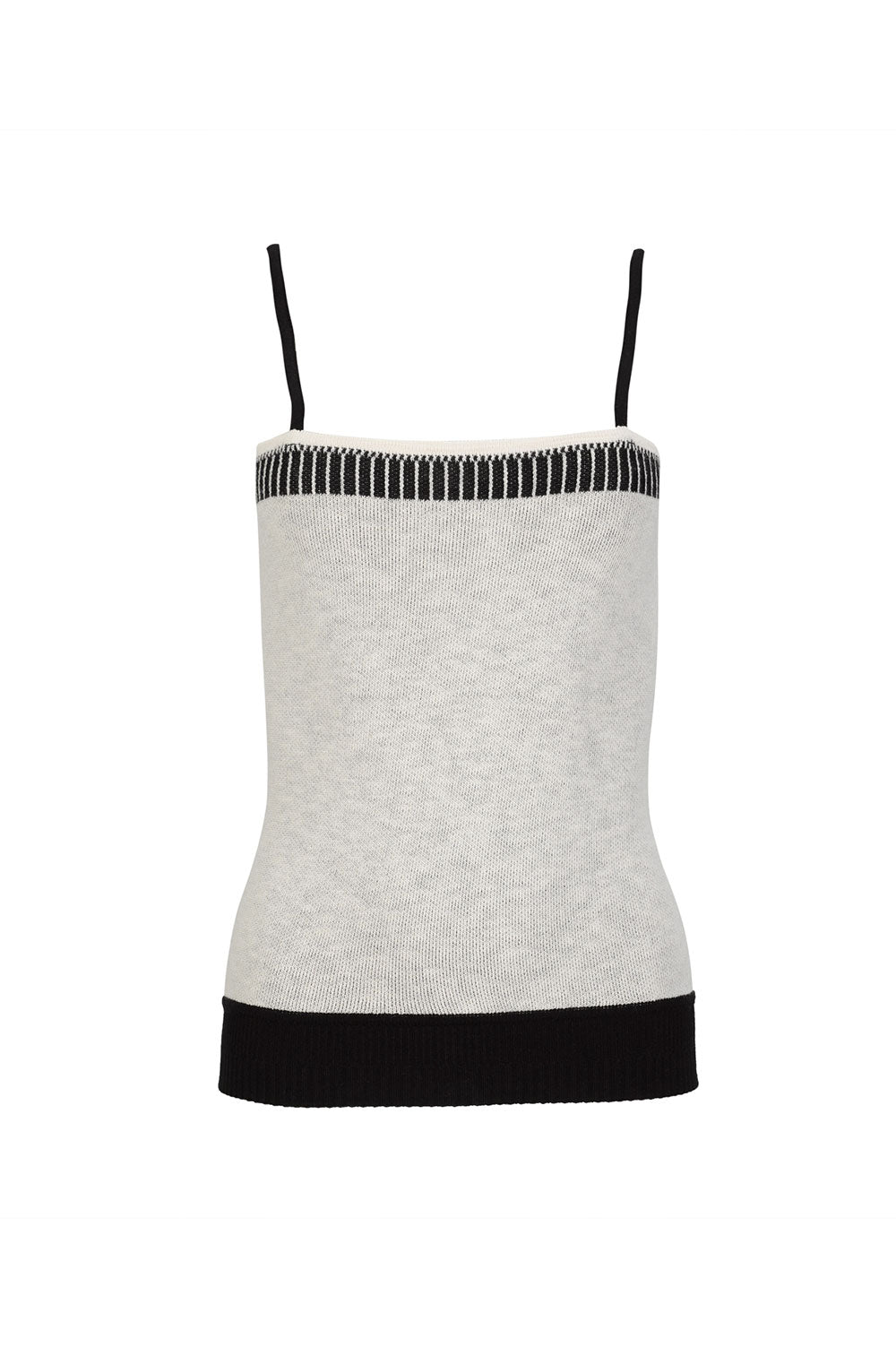 KNITWEAR JACQUARD TOP IN WHITE WITH SPAGHETTI STRAPS image 1