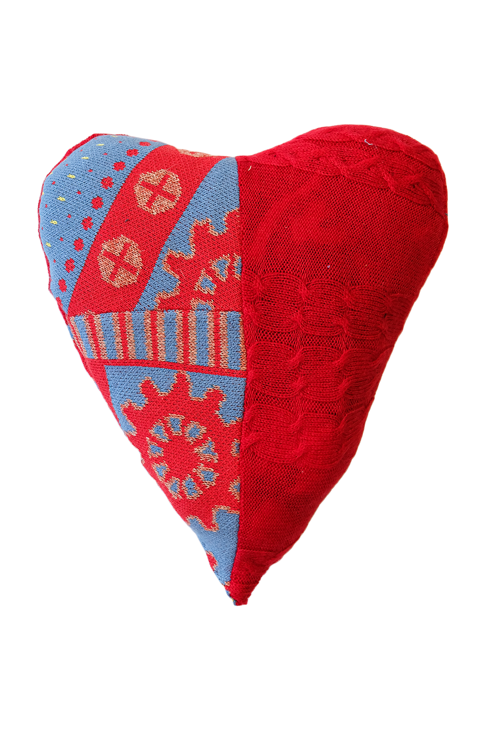 Blue and Red Jacquard Heart Pillow image 1