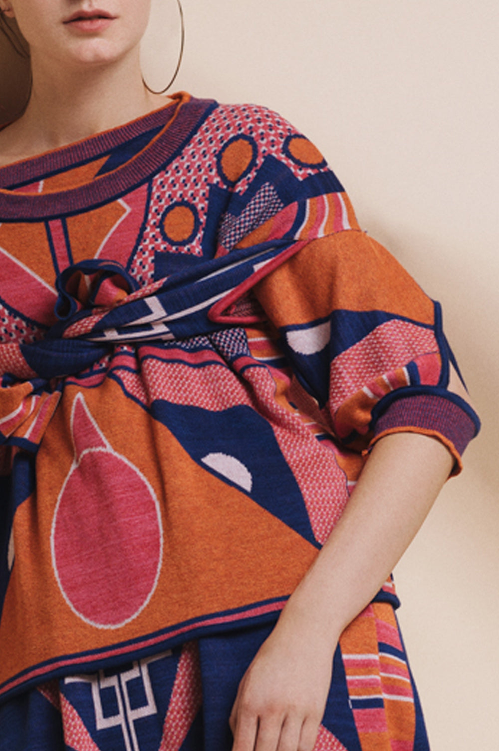KNITWEAR JACQUARD TUNIC WITH 3/4 SLEEVES image 2
