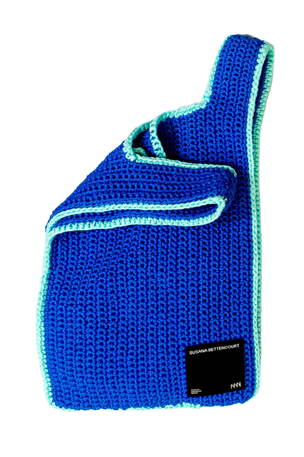 retangular blue flower crochet bag image 3