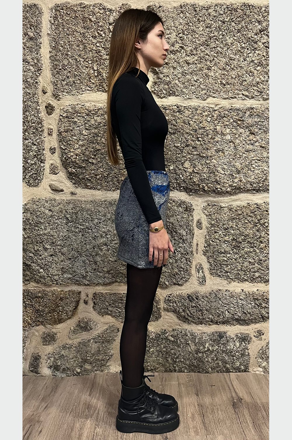 Jacquard knit short skirt image 3