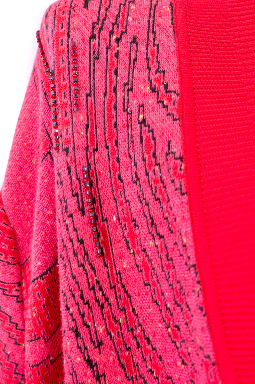 JACQUARD KIMONO IN RED AND PINK WITH LONG SLEEVES image 1