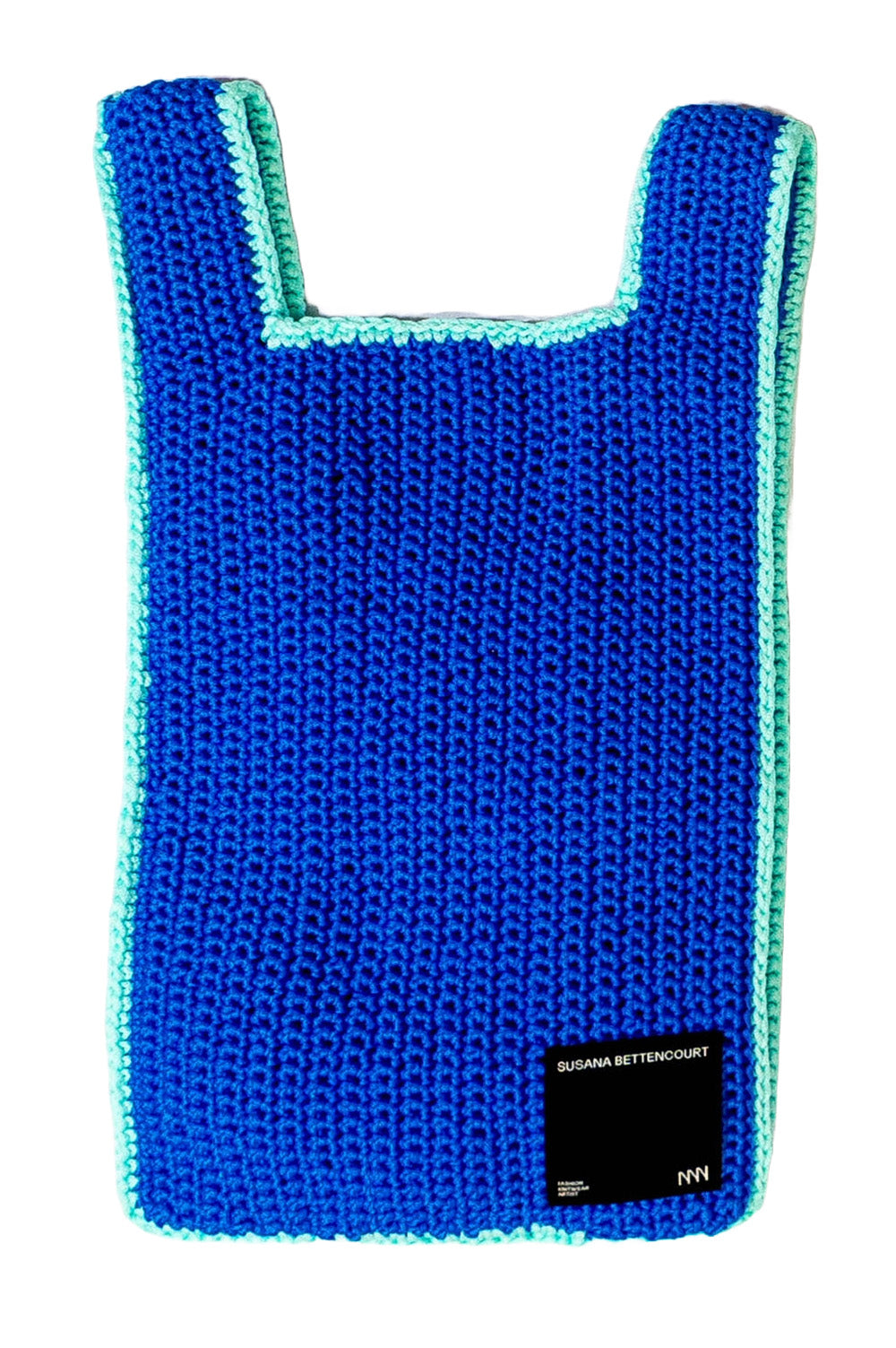retangular blue flower crochet bag image 2