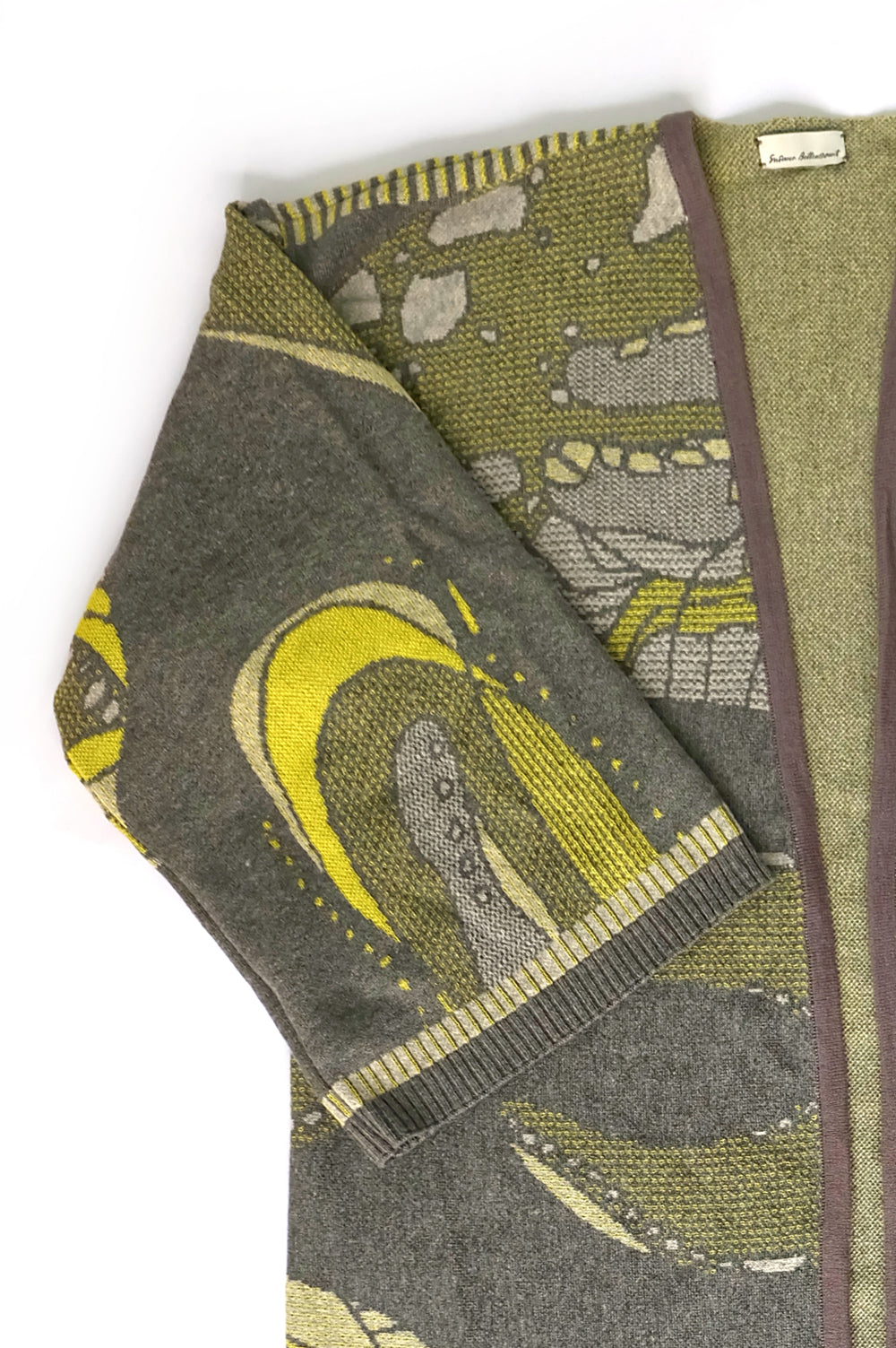 KNITWEAR JACQUARD KIMONO IN WHITE, GREY AND YELLOW image 1