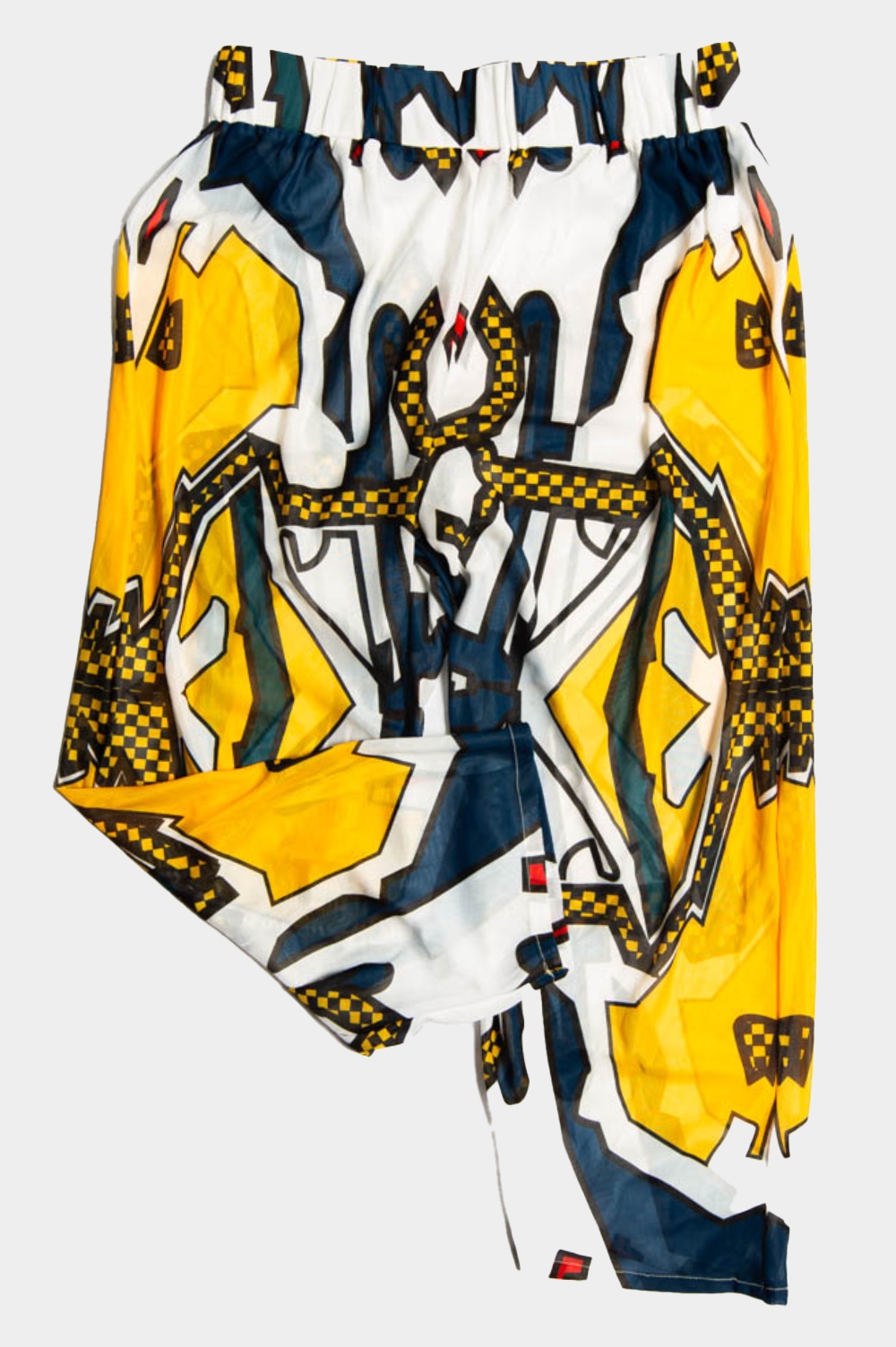 transparent trousers with vintage pattern and elastic waist image 1