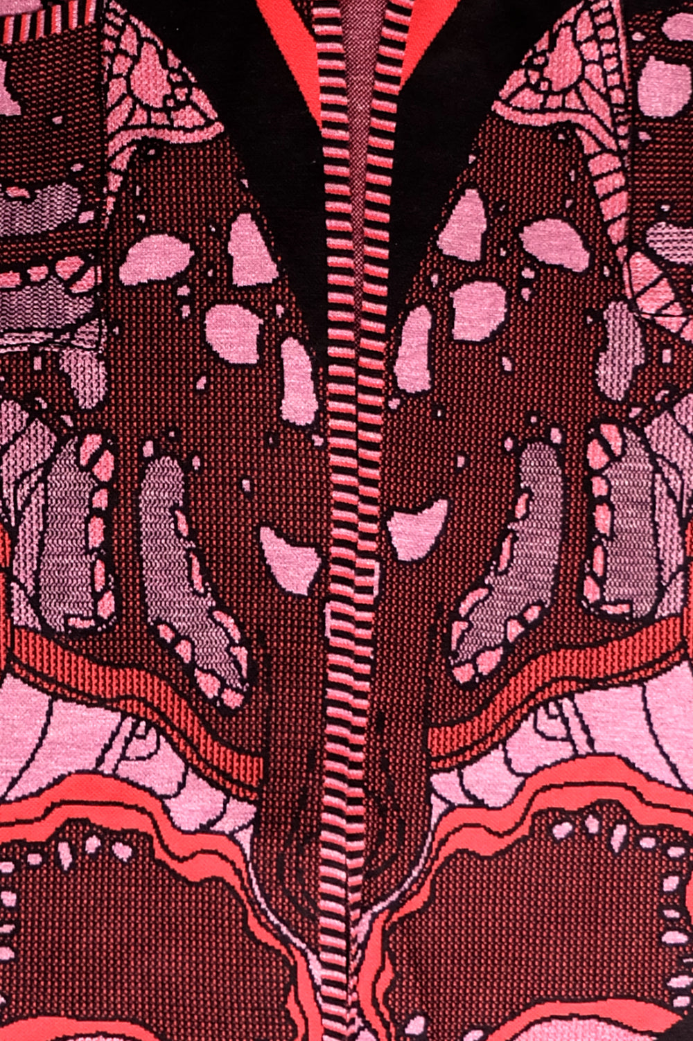 KNITWEAR JACQUARD LONG KIMONO IN BLACK, PINK AND RED image 1