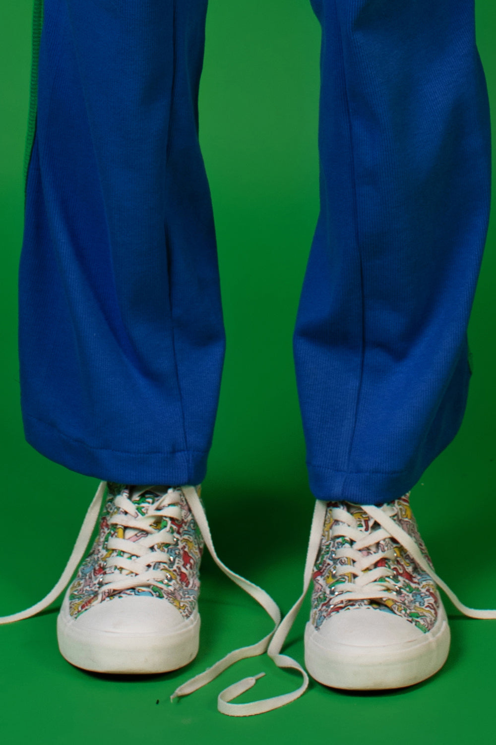 KNITWEAR RIB TROUSERS IN BLUE WITH SIDE SLITS image 1