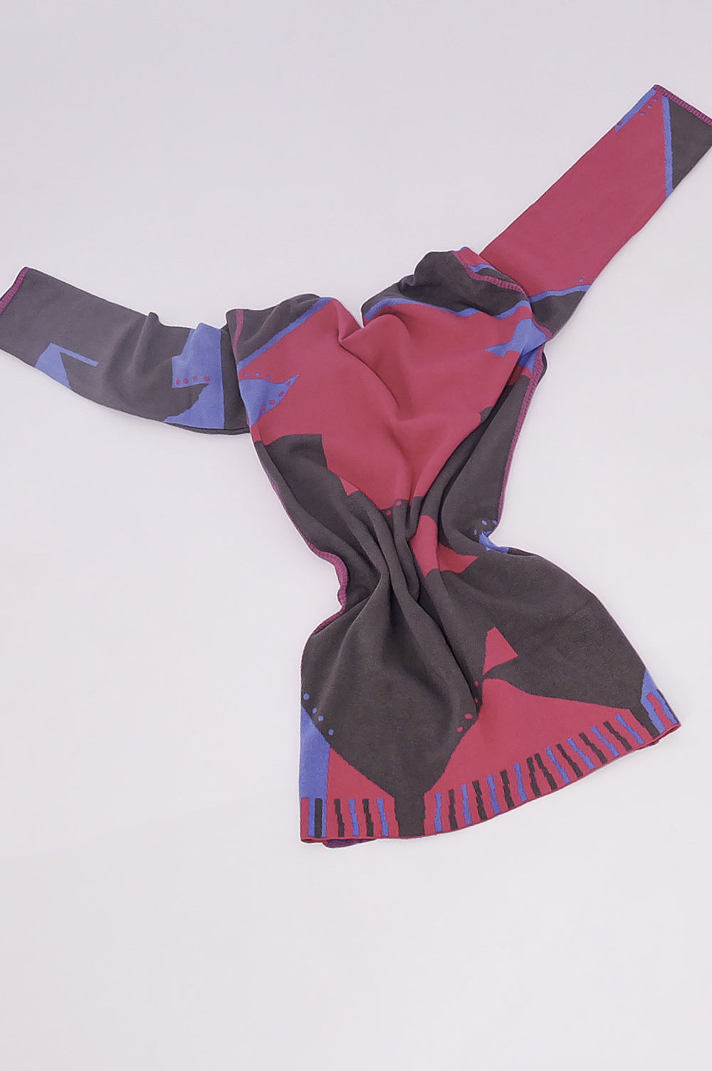 Knitwear Jacquard KIMONO in pink, blue and grey with long sleeves image 3