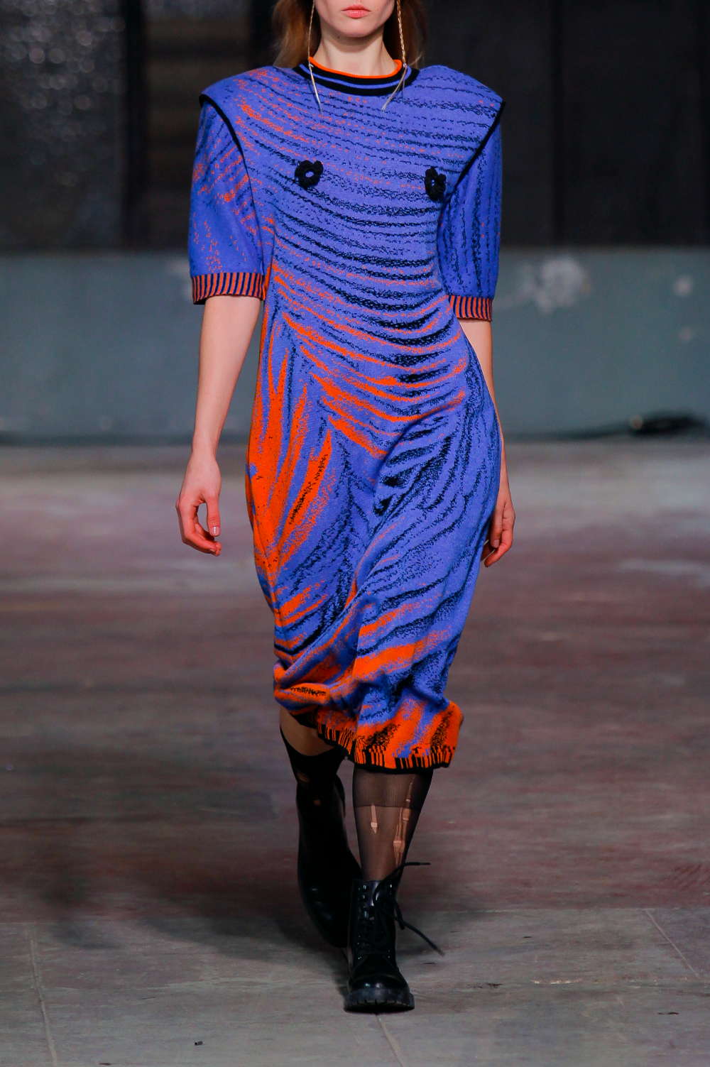 Knitwear Jacquard Longsleeve Dress with shoulder pads image 0