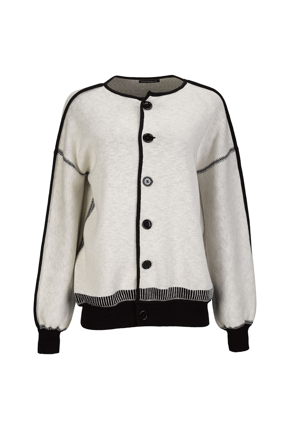 KNITWEAR JACQUARD CARDIGAN IN WHITE WITH FRONT BUTTONS image 2