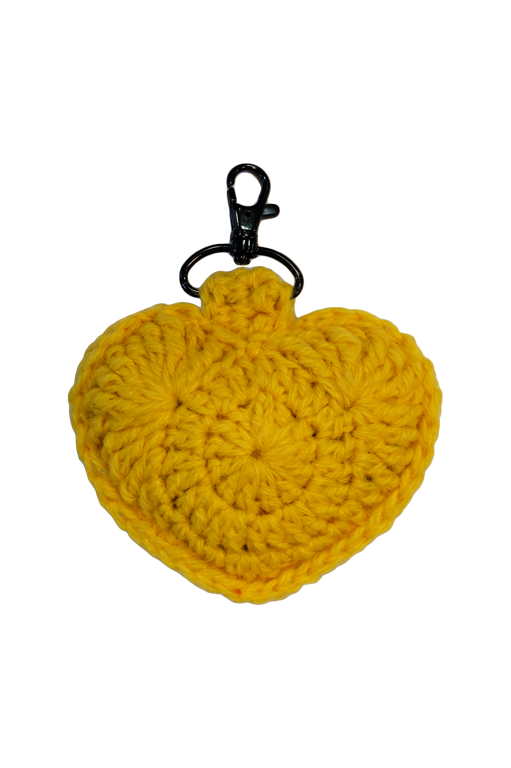 Yellow Crochet Heart Keychain image 1