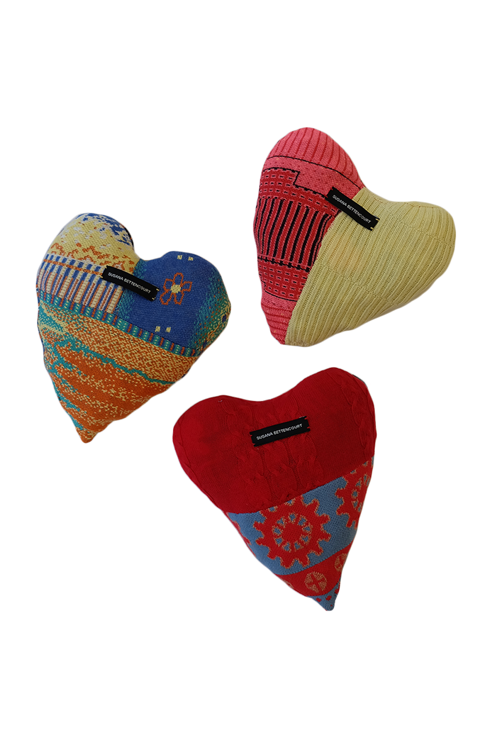 Blue and Red Jacquard Heart Pillow image 2