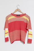 KNITWEAR JACQUARD SWEATER IN RED AND YELLOW WITH STRIPES image 0
