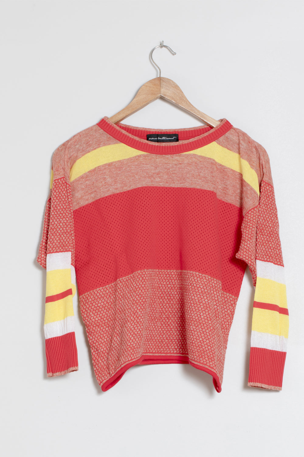 KNITWEAR JACQUARD SWEATER IN RED AND YELLOW WITH STRIPES image 0