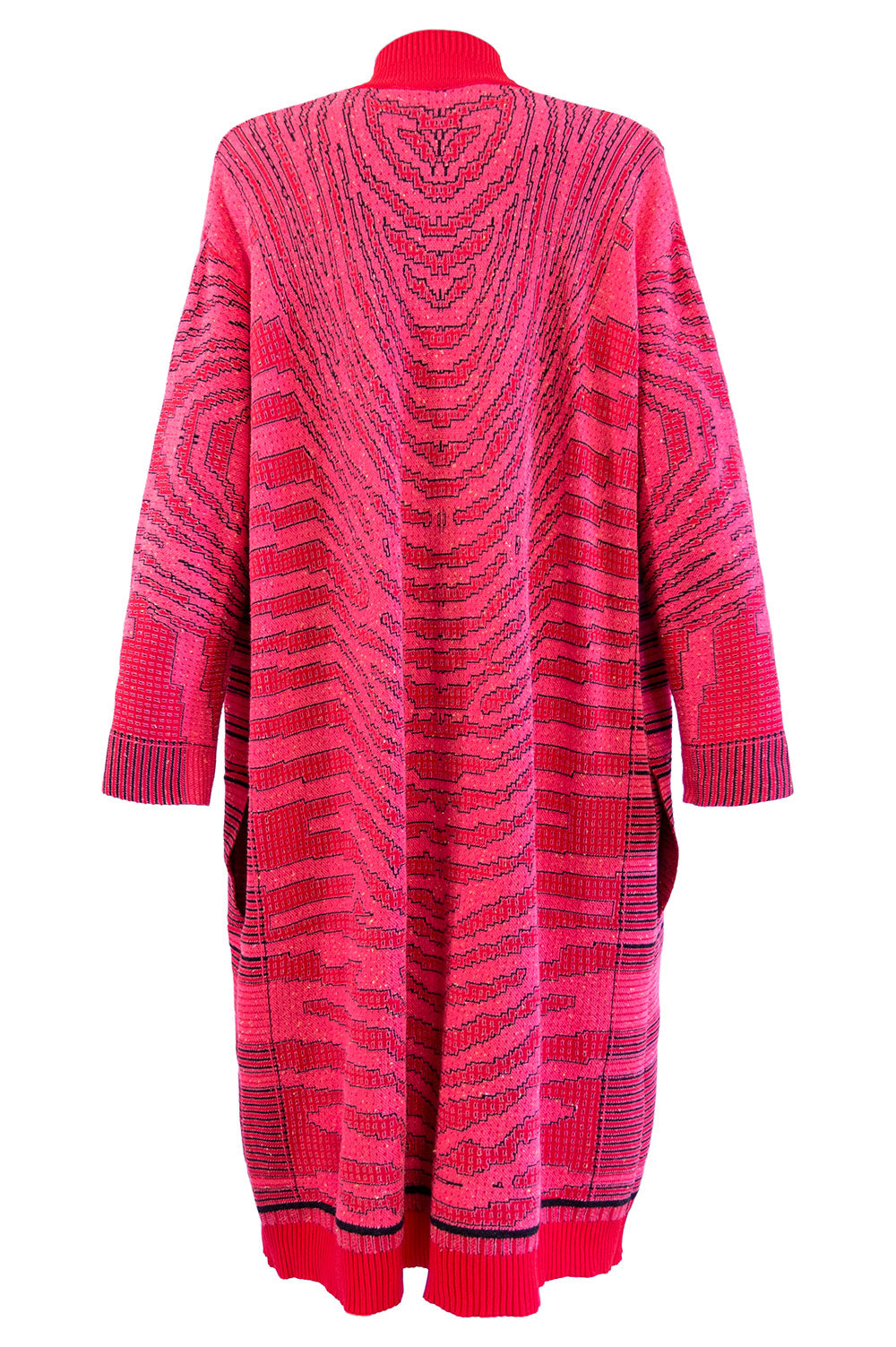 JACQUARD KIMONO IN RED AND PINK WITH LONG SLEEVES image 3