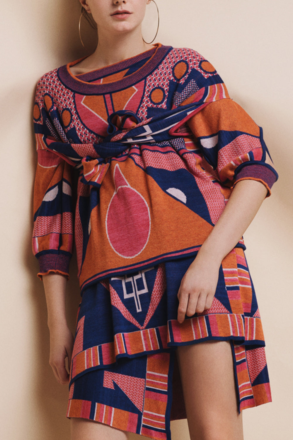 KNITWEAR JACQUARD TUNIC WITH 3/4 SLEEVES image 0