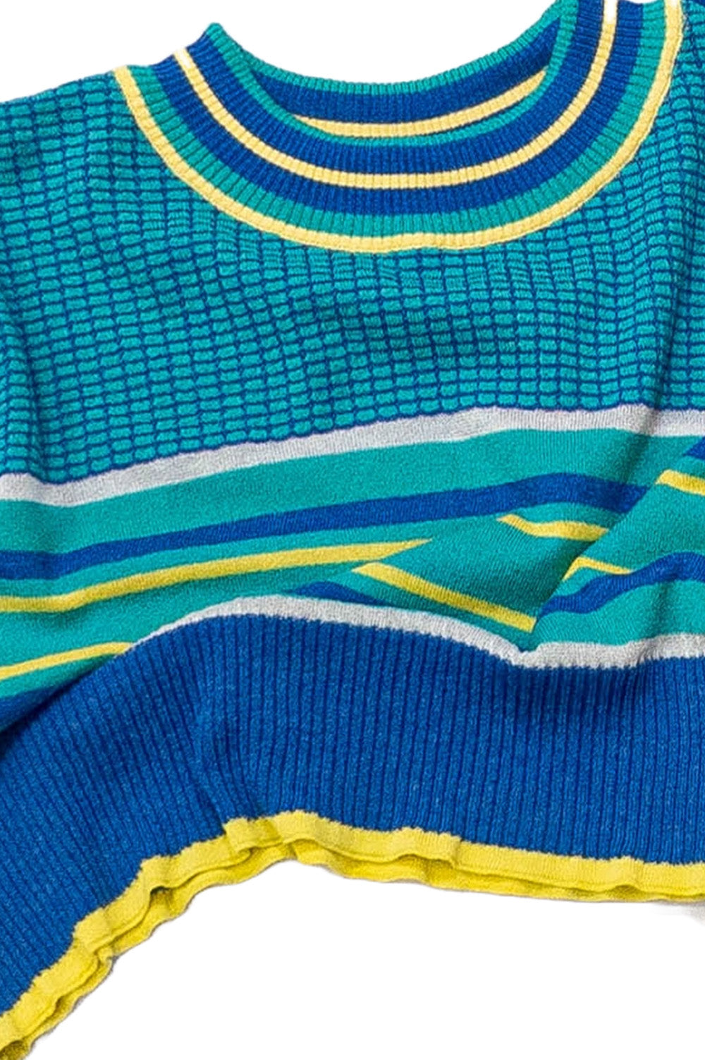 Sky Textured Stripes Short Sweater image 2