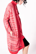 JACQUARD KIMONO IN RED AND PINK WITH LONG SLEEVES image 0